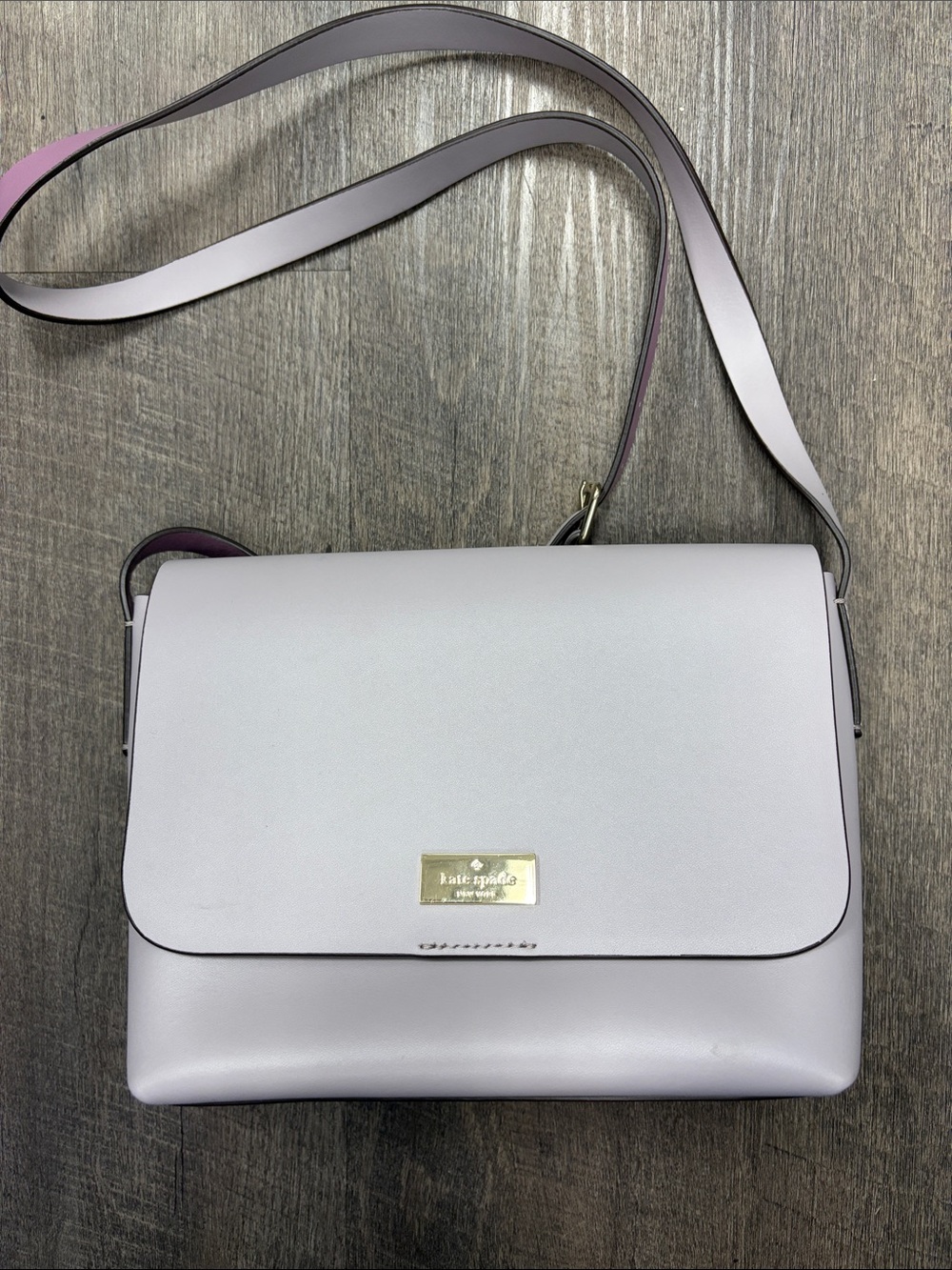 kate spade Lavender Leather Flap Crossbody with Gold Hardware